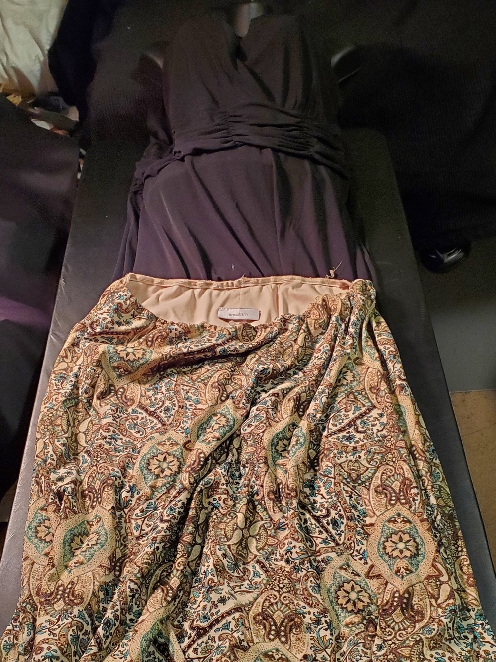 dressbarn Size 14 Paisley Maxi Skirt/ AA Studio Black Size 14w Long Dress